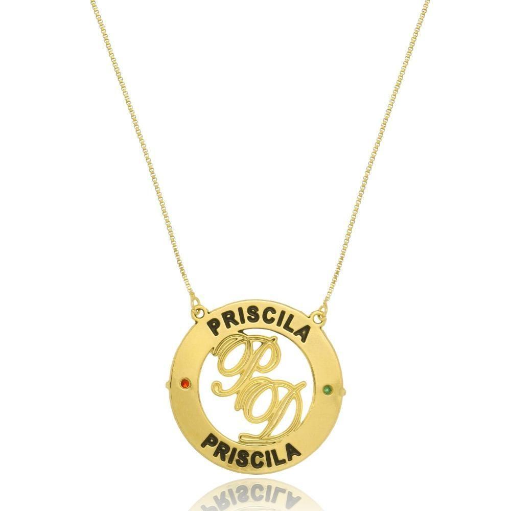 Colar Personalizado Mandala Circunferencial Com Nomes E Iniciais No Meio [f027] - 1