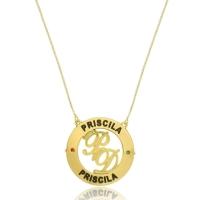 Colar Personalizado Mandala Circunferencial Com Nomes E Iniciais No Meio [f027] - 1