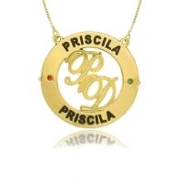 Colar Personalizado Mandala Circunferencial Com Nomes E Iniciais No Meio [f027] - 2