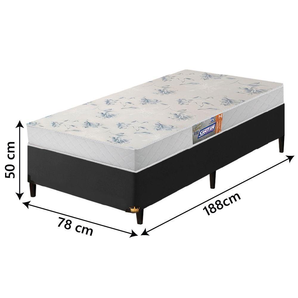Cama Box Solteiro Colchão De Espuma D20 Supreme Branco 78x188x50cm Gazin Preto - 3
