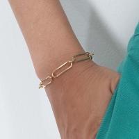 Pulseira De Elos Intercalados Com Círculo Folheado Em Ouro 18k [f027] - 3