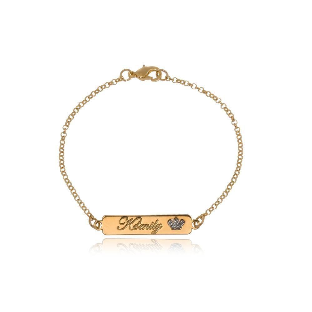 Pulseira Personalizada Com Nome Chapado E Símbolo Lateral Folheado Em Ouro 18k [f027] - 6