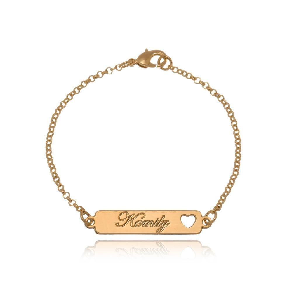 Pulseira Personalizada Com Nome Chapado E Símbolo Lateral Folheado Em Ouro 18k [f027] - 7