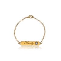 Pulseira Personalizada Com Nome Chapado E Símbolo Lateral Folheado Em Ouro 18k [f027]