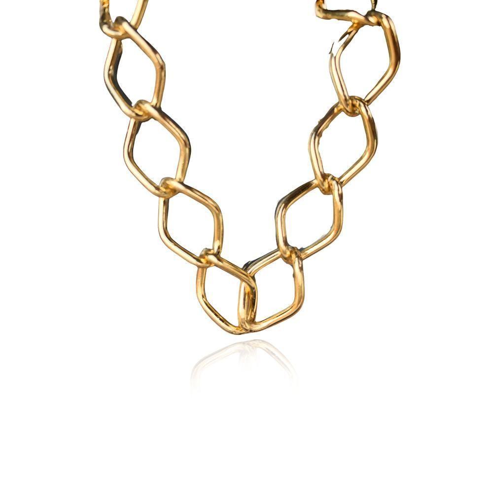 Pulseira Elo Losango Com Fecho Boia Folheado Em Ouro 18k [f027] - 1