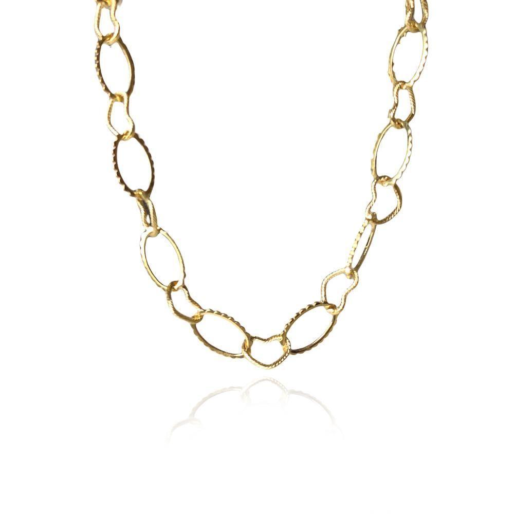 Pulseira Com Elos Ovais Intercalados Com Elos De Corações Folheado Em Ouro 18k [f027] - 1