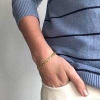 Pulseira Corrente Com Elo Sequenciado Folheado Em Ouro 18k [f027] - 2