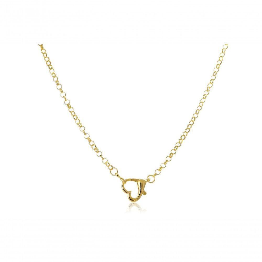 Pulseira Com Design De Elos Finos E Fecho De Coração Folheado Em Ouro 18k [f027] - 1