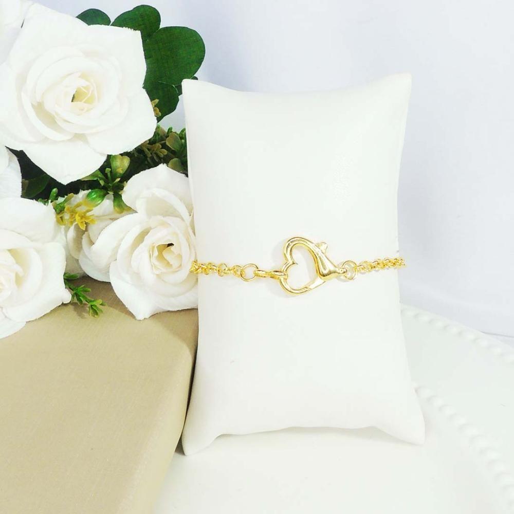 Pulseira Com Design De Elos Finos E Fecho De Coração Folheado Em Ouro 18k [f027] - 3
