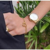 Pulseira Com Design De Elos Finos E Fecho De Coração Folheado Em Ouro 18k [f027] - 2