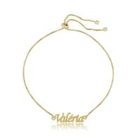 Pulseira Com Nome Gravado E Fecho De Gravata Folheado Em Ouro 18k [f027] - 1