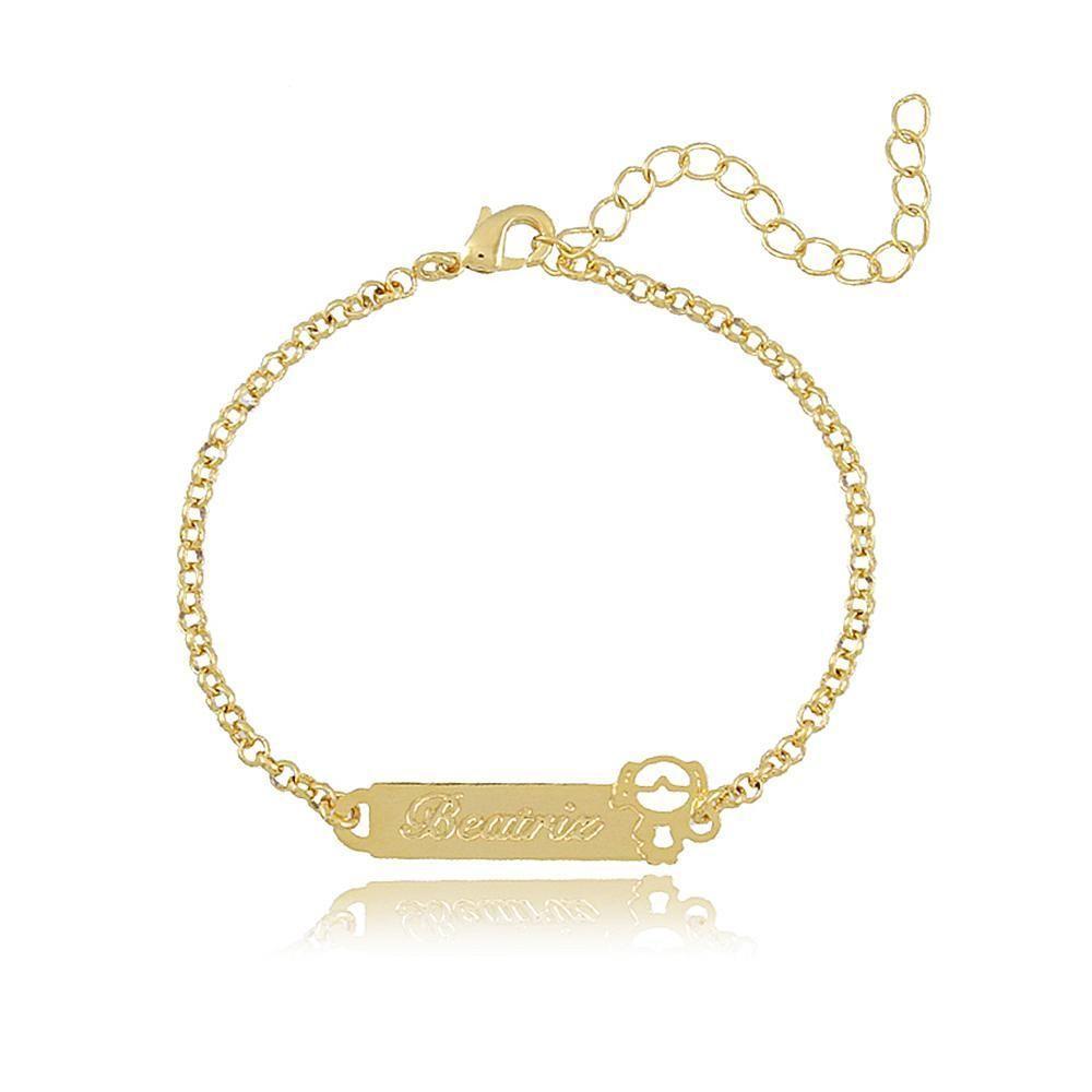 Pulseira Chapada Com Nome Gravado Folheado Em Ouro 18k [f027] - 1