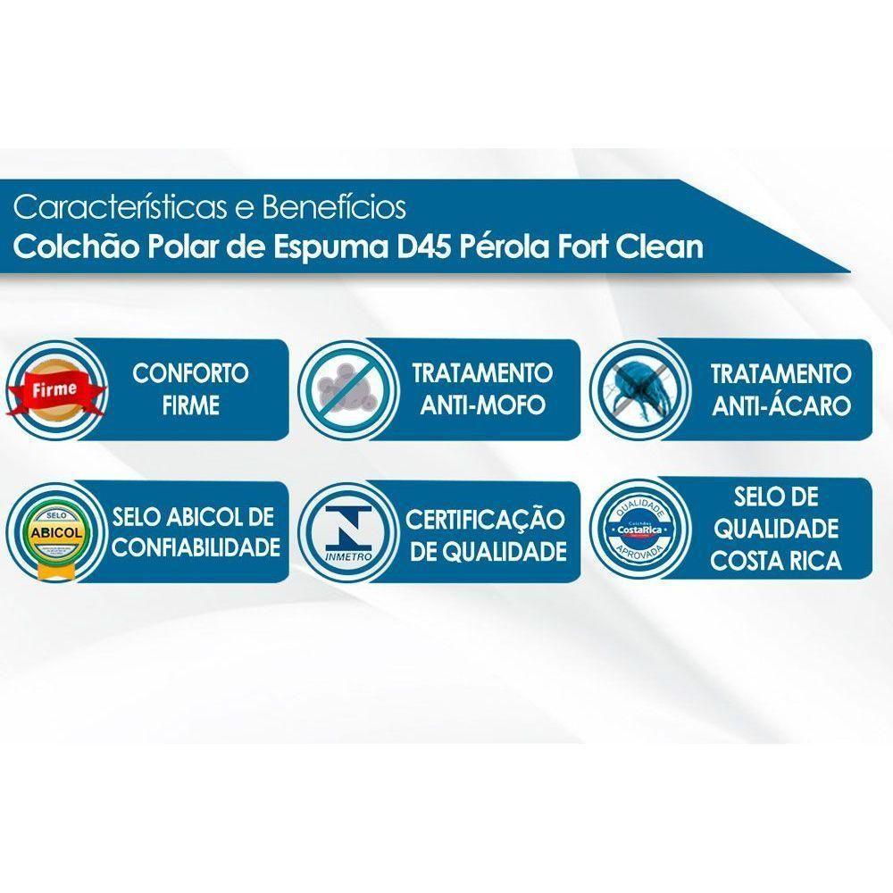 Colchão Solteiro Espuma D45  Pérola Clean (88x188x20) - Polar - 2