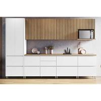 Cozinha Completa Rainha Gourmet 7 Peças (3 Aéreos + 1 Paneleiro + 3 Balcões) C7P01 Branca/Nature - Nesher - 1