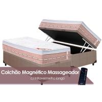 Cama Box Baú Solteiro: Colchão c/Vibro Massagem Castor Magnético Premium + Base CRC Courano Clean(88x188) - 1