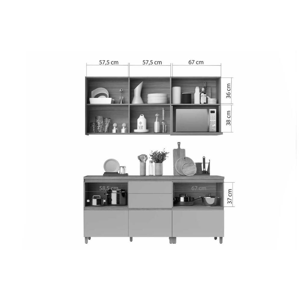 Armário de Cozinha Modulado Completa Rainha 4 Peças Branca/Nature - Nesher - 9