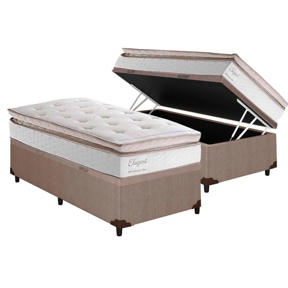 Conjunto Box Baú Solteiro: Colchão Molas Herval MasterPocket Ensacadas Elegant + Base CRC Courano Clean(88x188) - 1