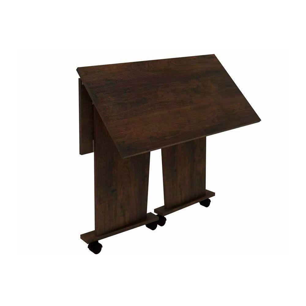Mesa Multiuso Escritório Dobrável ME4117 c/ Rodízios Carvalho - Tecno Mobili - 10