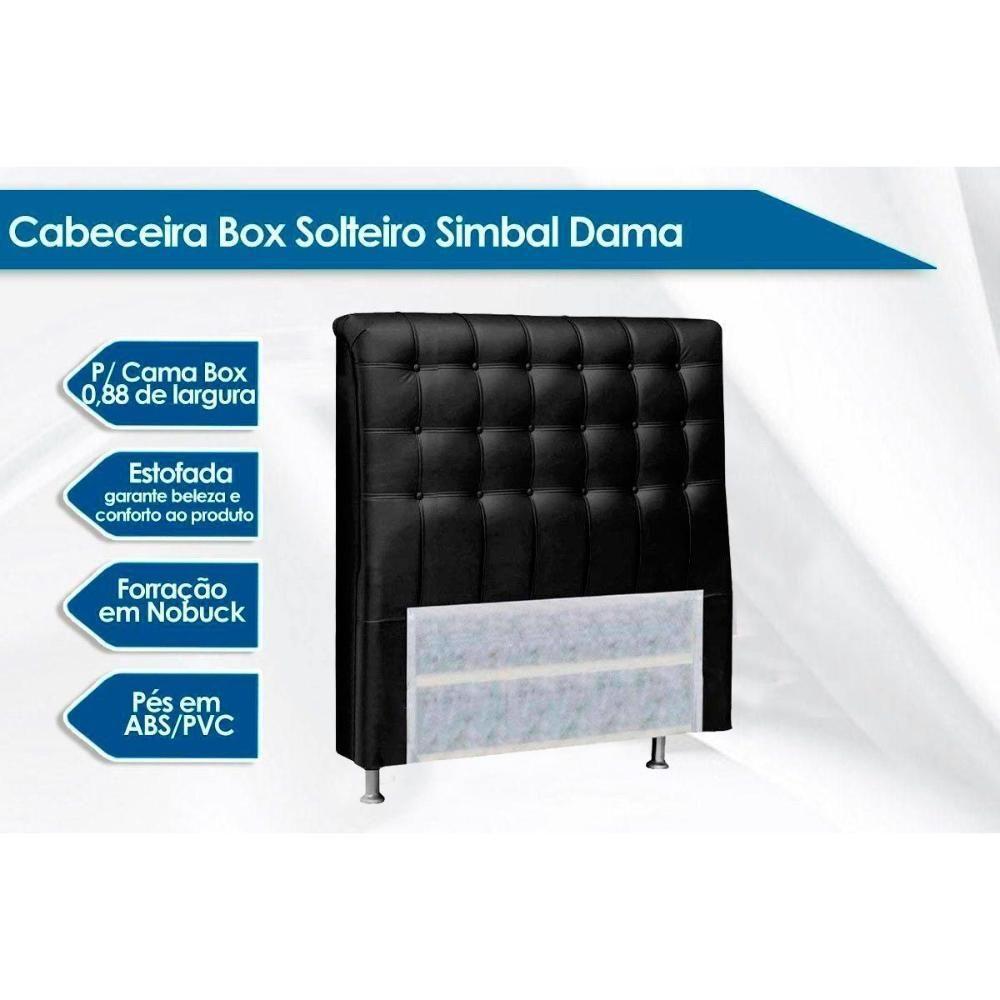 Cabeceira Cama Box Estofada Solteiro Solteiro Dama Plus Courano Preto - Simbal - 2