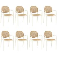 Kit 8 Cadeiras De Jantar Roma Com Braço Para Sala E Cozinha - Bege - 1