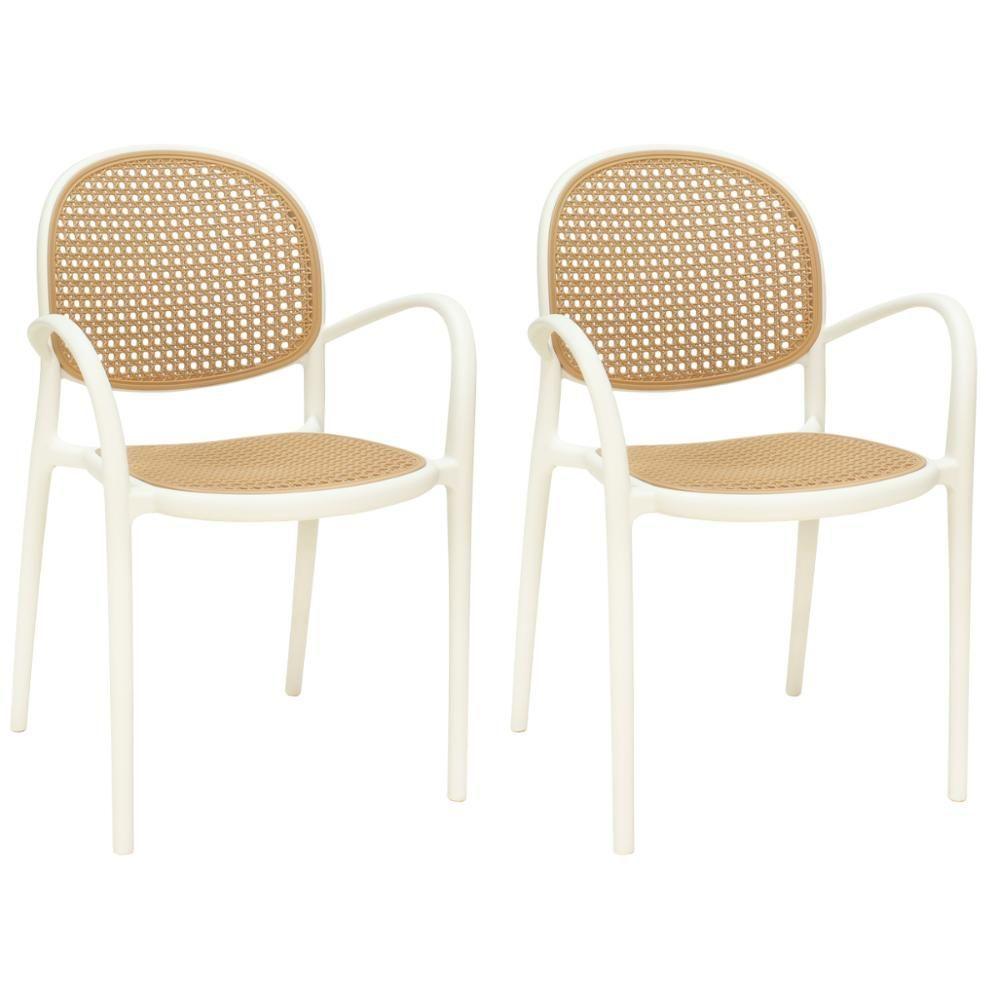 Kit 2 Cadeiras De Jantar Roma Com Braço Para Sala E Cozinha - Bege - 1