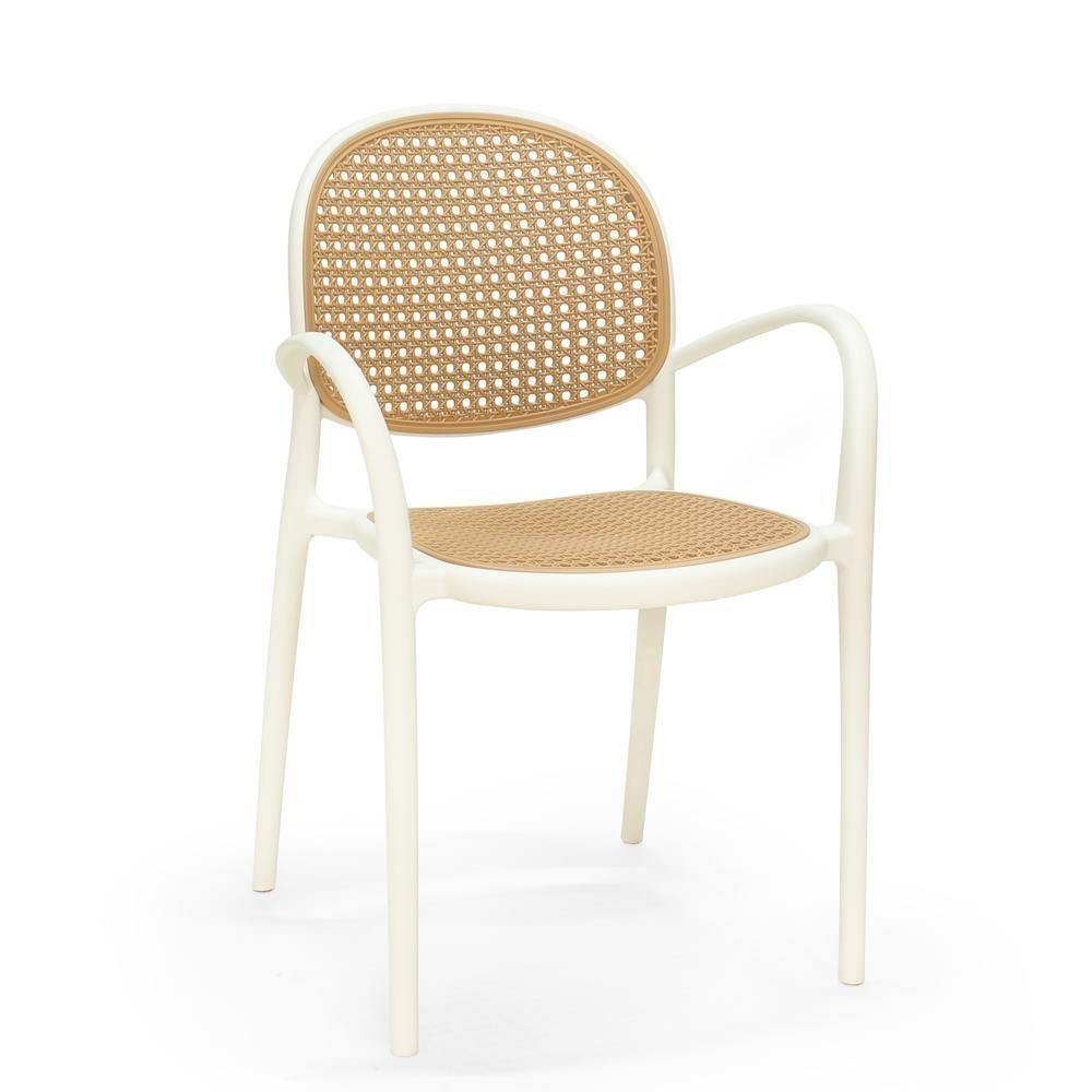 Kit 2 Cadeiras De Jantar Roma Com Braço Para Sala E Cozinha - Bege - 3