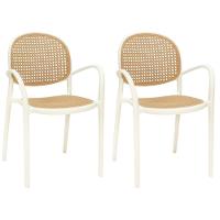 Kit 2 Cadeiras De Jantar Roma Com Braço Para Sala E Cozinha - Bege - 1