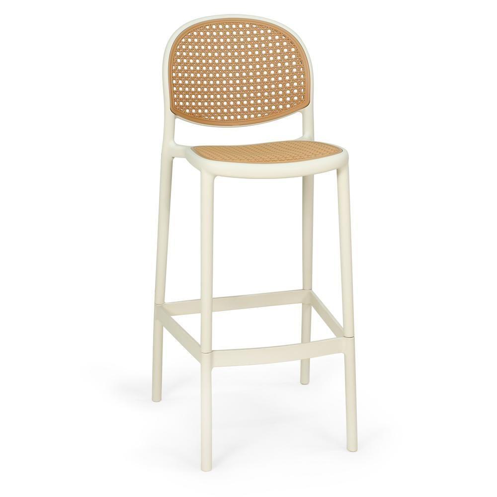 Banqueta Alta Com Encosto Roma Em Polipropileno - Nude - 1