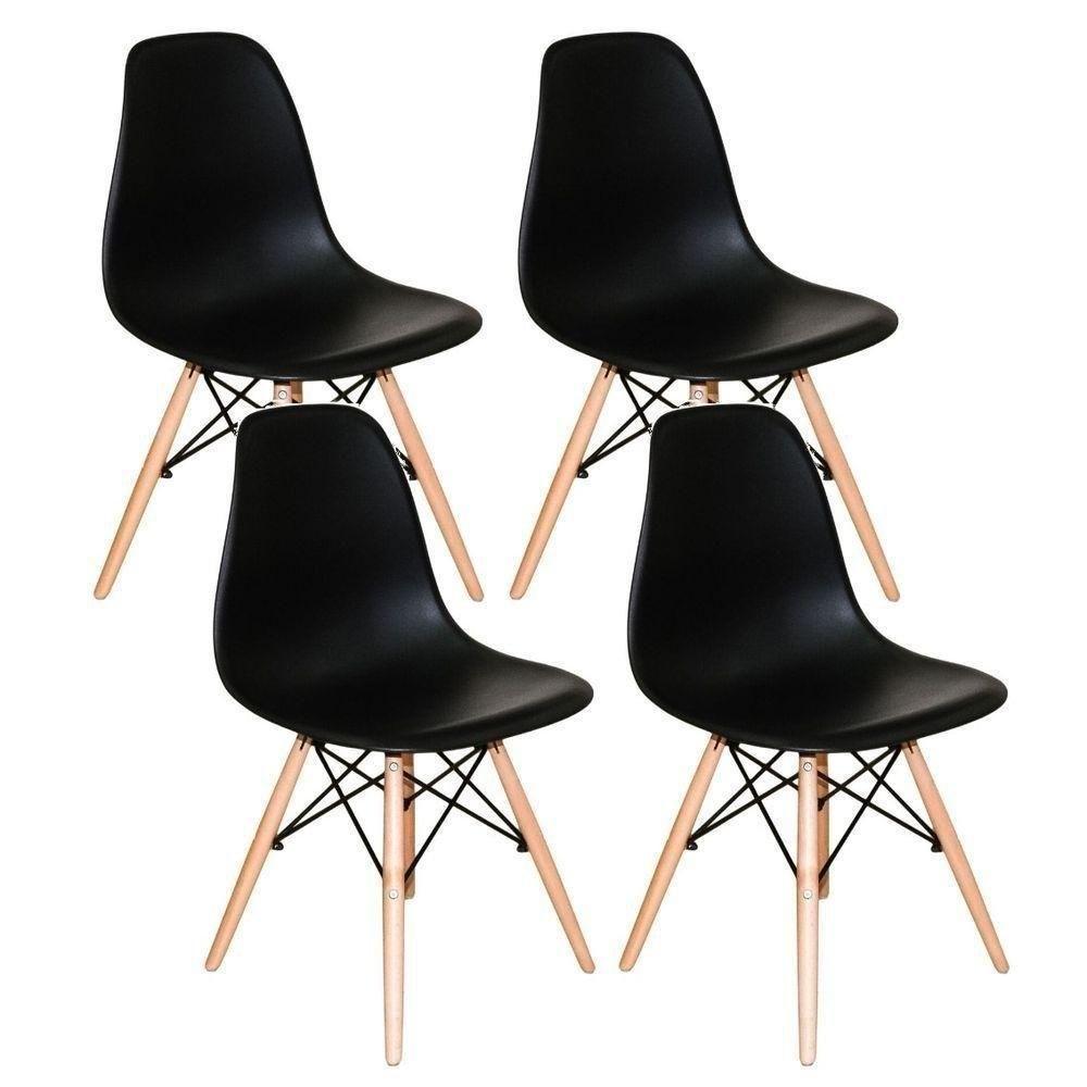 Conjunto Mesa Eames 80 Cm Preto + 4 Cadeiras Eames Eiffel Dsw Preto - 2