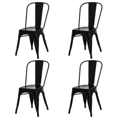 Kit 4 Cadeiras Tolix Iron Industrial Preta