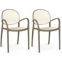 Kit 2 Cadeiras De Jantar Roma Com Braço Para Sala E Cozinha - Branco-cinza Escuro - 1