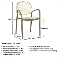 Kit 2 Cadeiras De Jantar Roma Com Braço Para Sala E Cozinha - Branco-cinza Escuro - 2