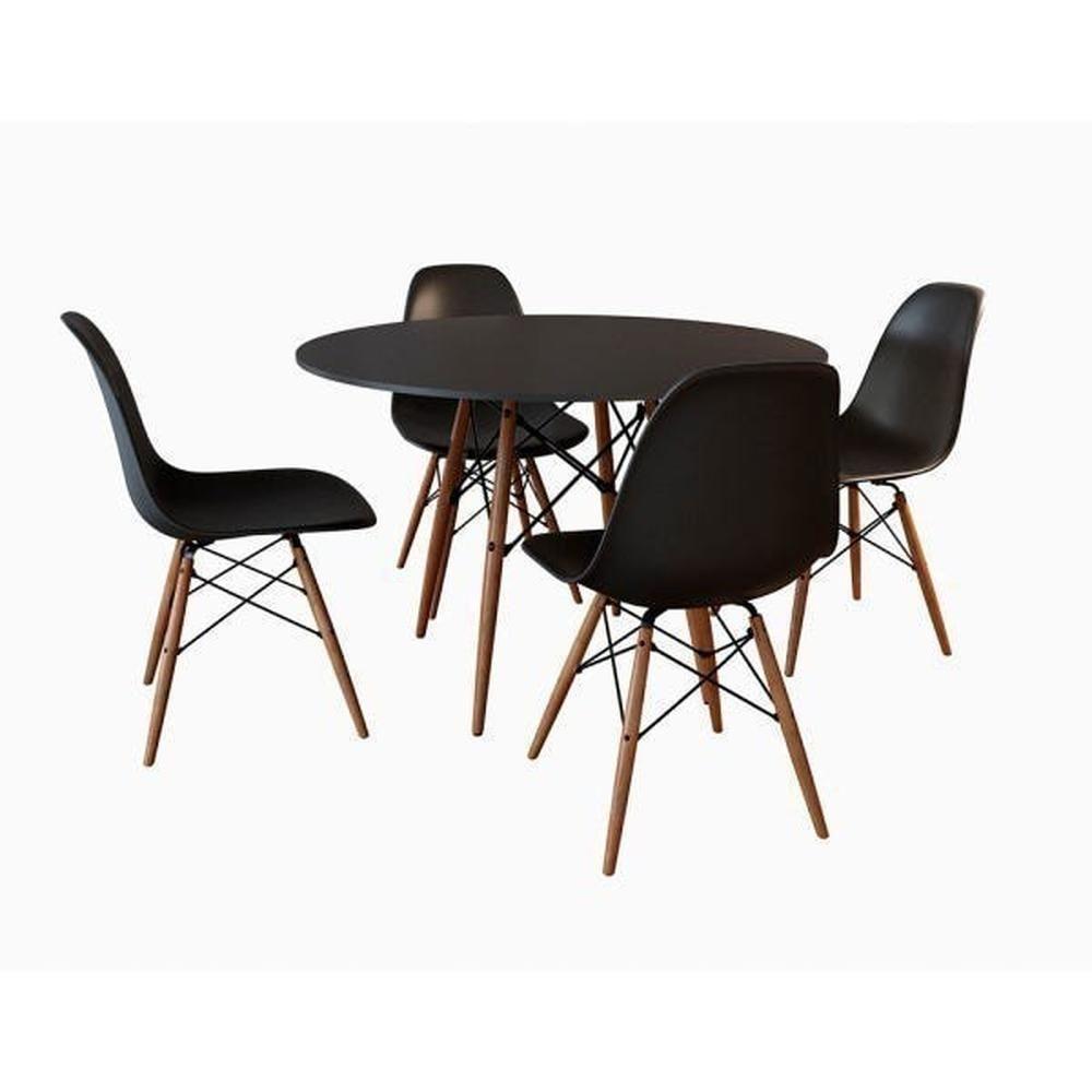 Conjunto Mesa Eames Preta 90cm E 4 Cadeiras Eames Pp Preta - 2