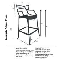 Banqueta Allegra Preta - Kit Com 3 - 2