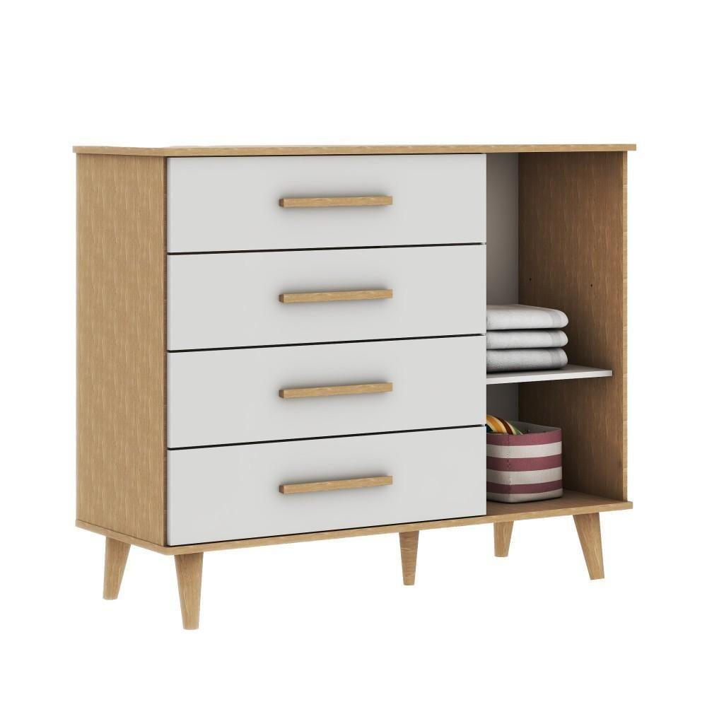 Quarto De Bebê Retrô Berço 3 Em 1 Cômoda Com Fraldário Ludmila Off White Carolina Baby - 3