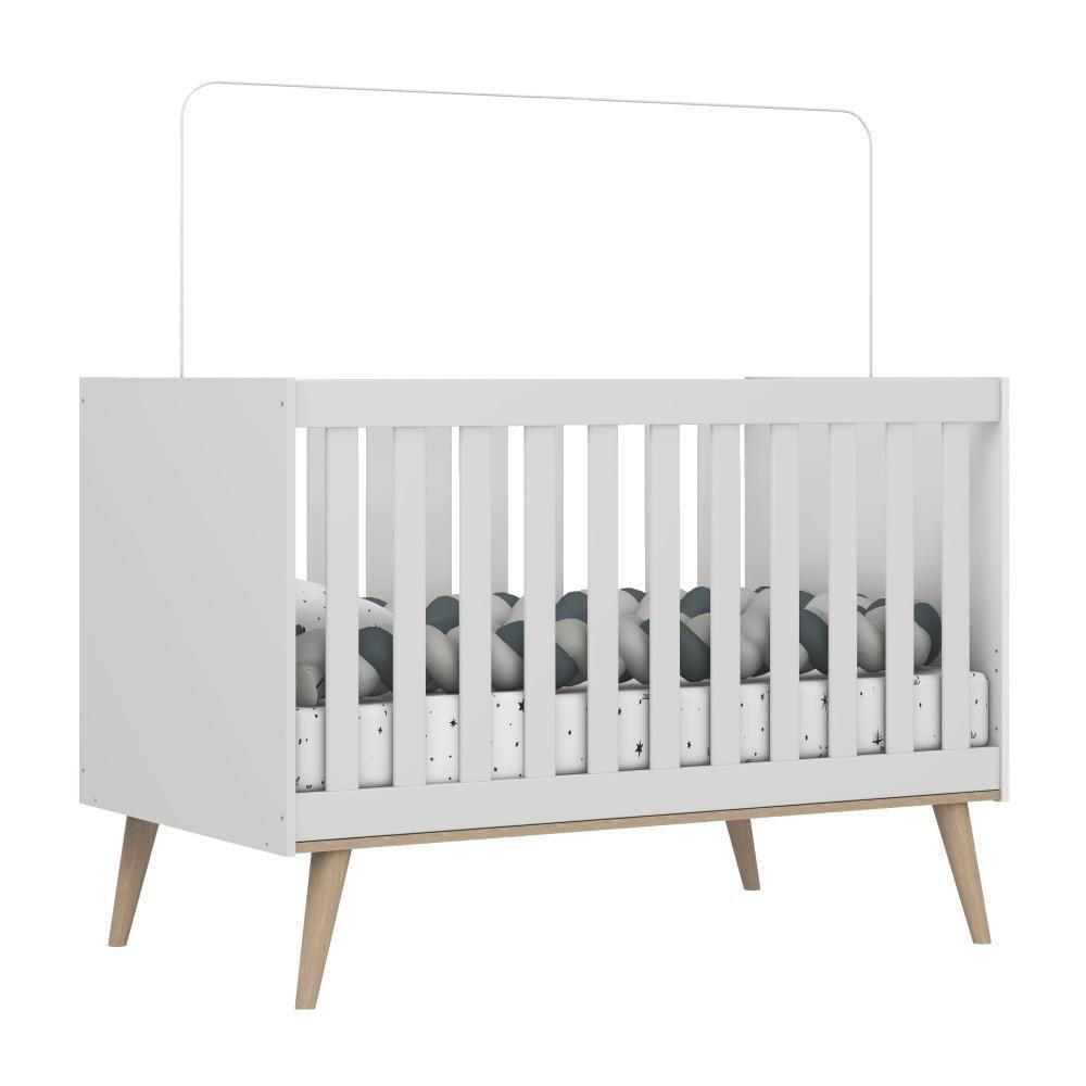 Quarto De Bebê Retrô Berço 3 Em 1 Cômoda Com Fraldário Ludmila Off White Carolina Baby - 8