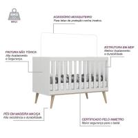 Quarto De Bebê Retrô Berço 3 Em 1 Cômoda Com Fraldário Ludmila Off White Carolina Baby - 2