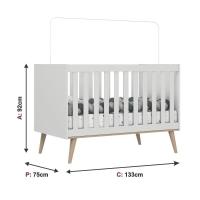 Quarto De Bebê Retrô Berço 3 Em 1 Cômoda Com Fraldário Ludmila Off White Carolina Baby - 5