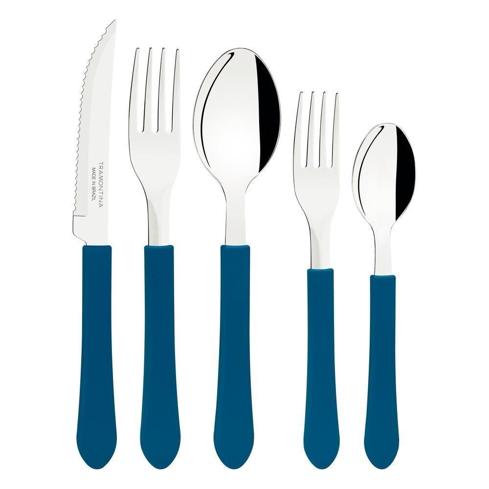 Faqueiro Talheres Leme Inox 20 Peças Tramontina Cores Cor:azul Azul - 5