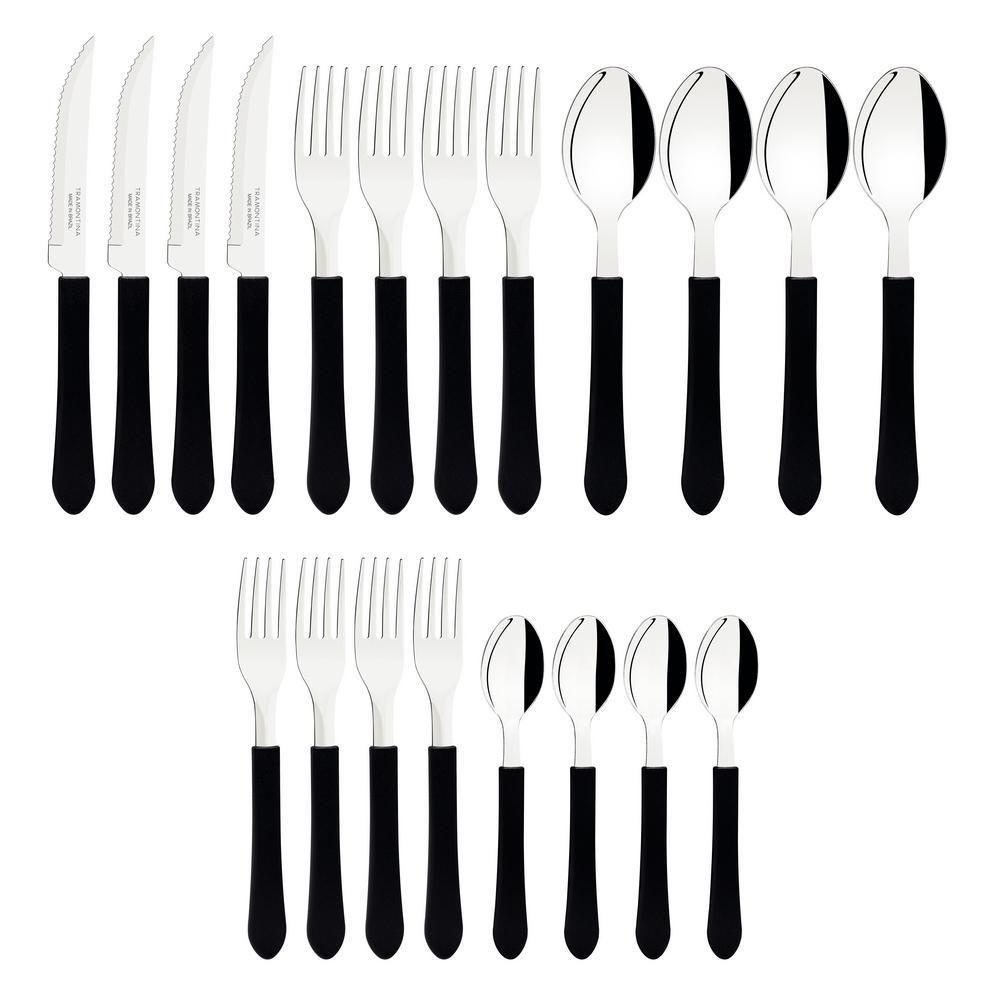 Faqueiro Talheres Leme Inox 20 Peças Tramontina Cores Cor:preto Preto - 2