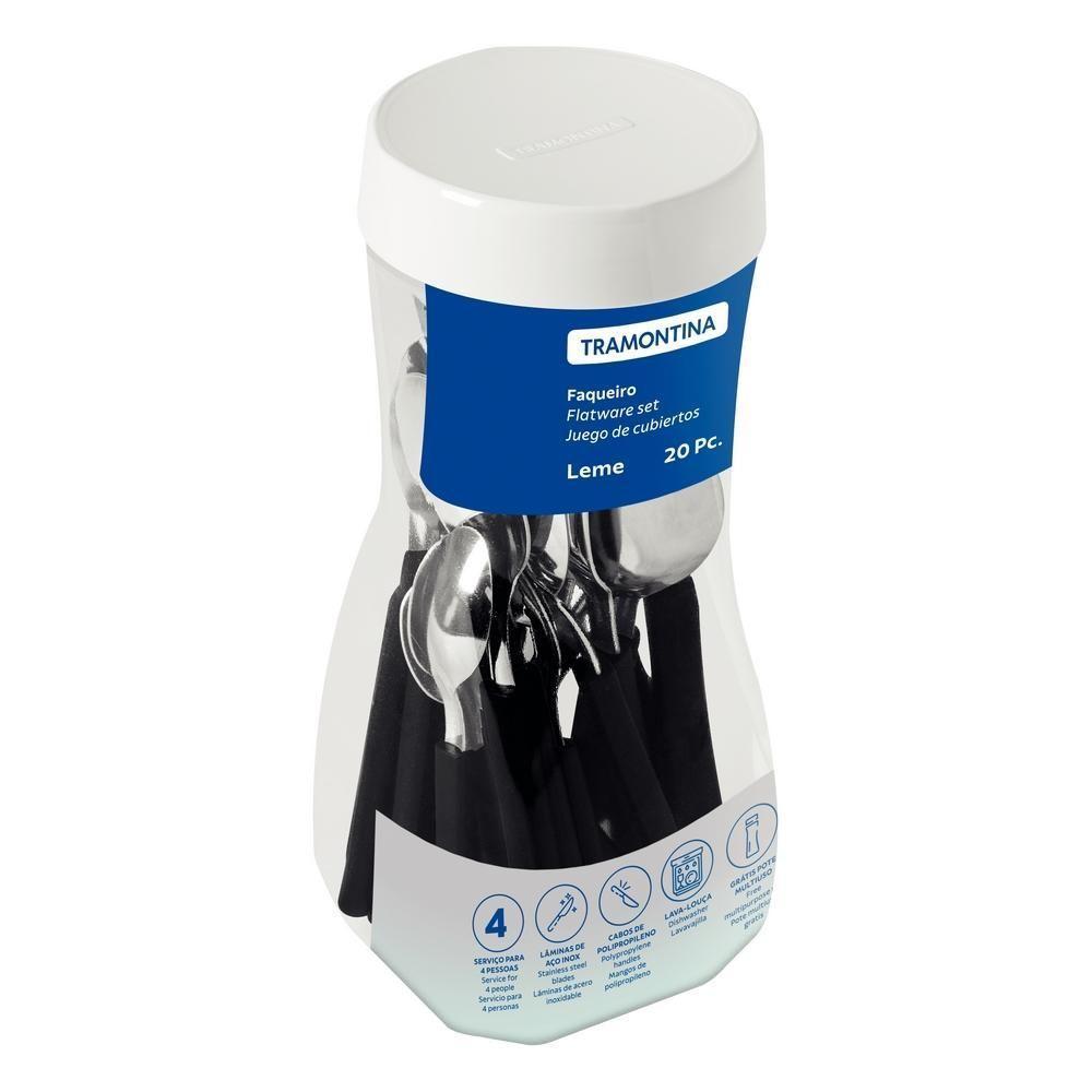 Faqueiro Talheres Leme Inox 20 Peças Tramontina Cores Cor:preto Preto - 5