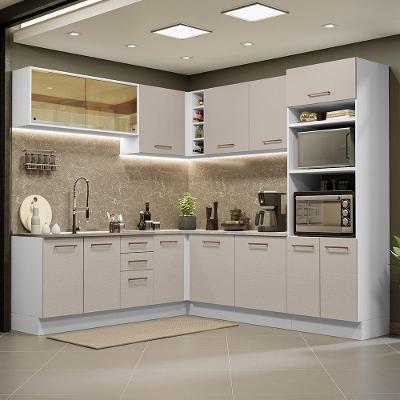 Armário de Cozinha Completa de Canto Agata 14 Portas 3 Gavetas MDF 459cm Branco