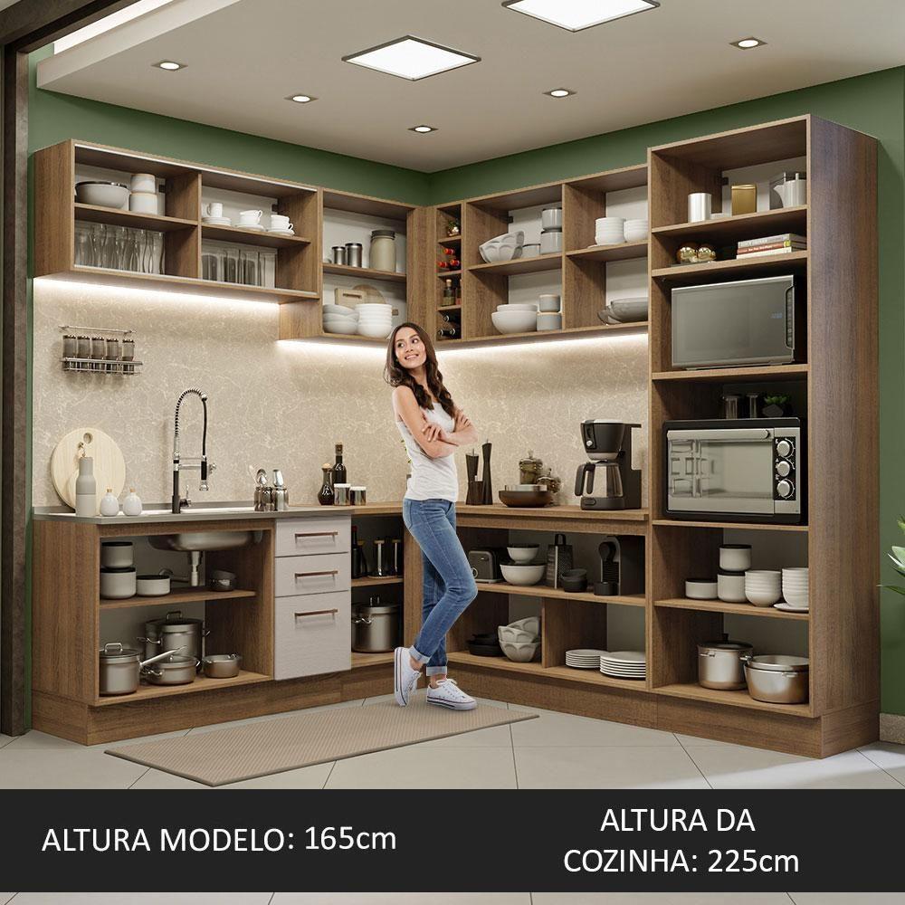 Armário De Cozinha Completa De Canto 459cm Rustic/crema Agata Madesa 01 Rustic/crema - 9