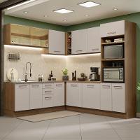 Armário De Cozinha Completa De Canto 459cm Rustic/crema Agata Madesa 01 Rustic/crema - 1