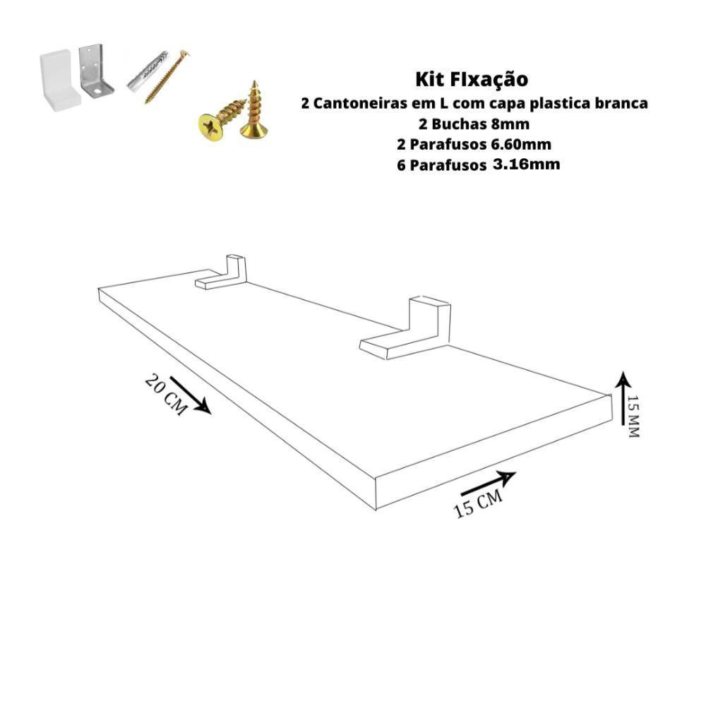 Prateleira Simples 20x15 Cm Com Suporte Em Mdf Preto [f031] - 2