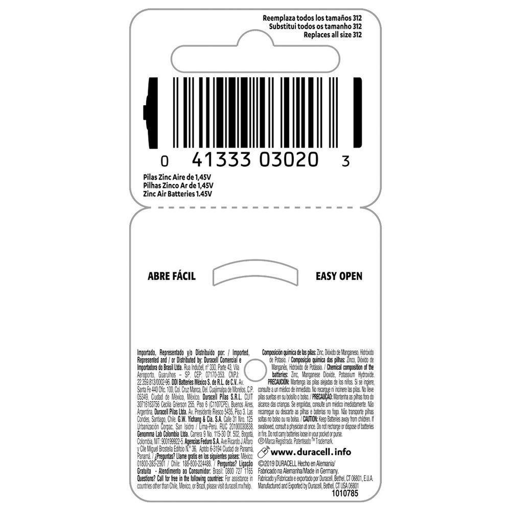 Pilha Auditiva Tamanho 312 Cartela Com 6 Unidades - 2