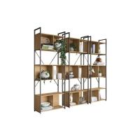 Estante p/Sala Industrial LI014 Kit 3 Un Aço Madeirado 72x200cm Freijo/Preto - Kappesberg - 3