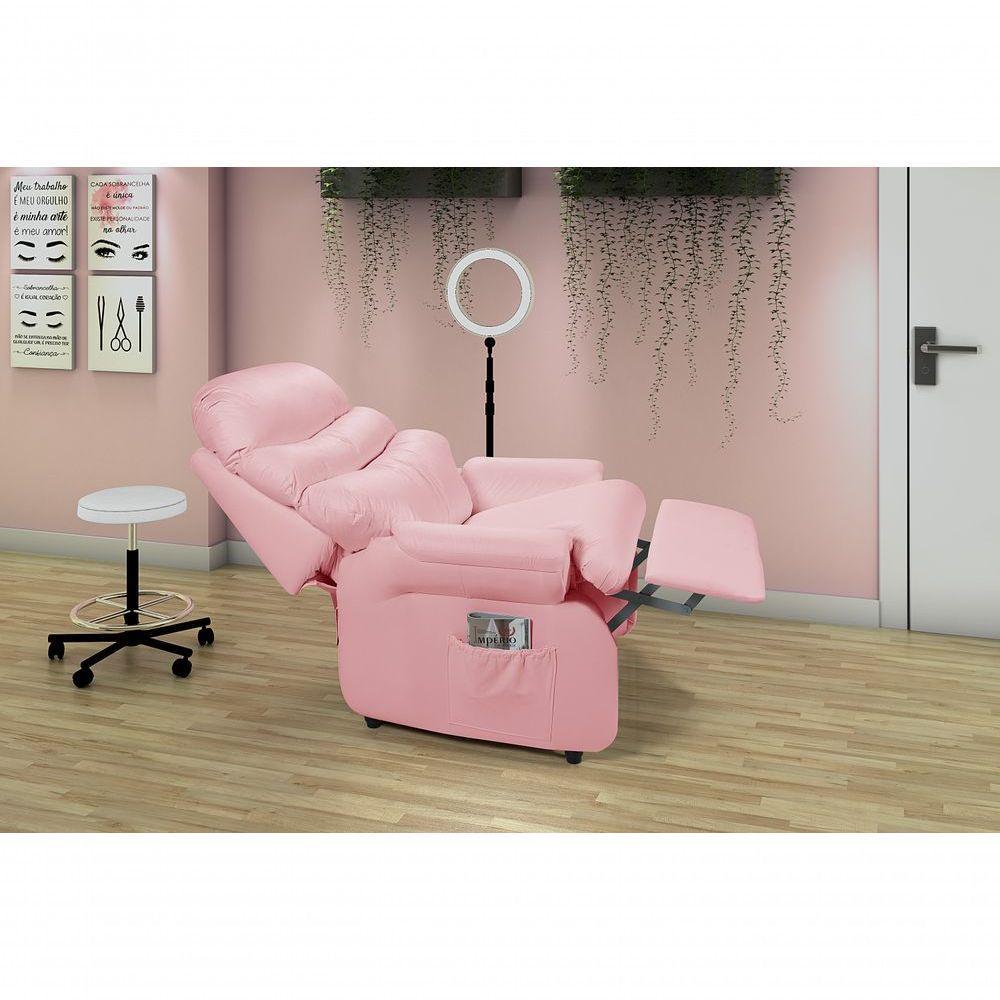 Poltrona Reclinável Barão Papai Mamãe Amamentação Estética Corano Rosa - 1
