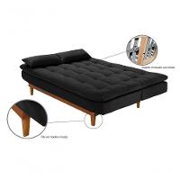 Sofá Cama Dubai 3 Lugares Império Reclinável Casal Pés Madeira Espuma Especial D33 Madero Preto 381 - 2