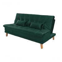Sofá Cama Berlim 3 Lugares Império Reclinável Casal Pés Madeira Suede Verde 403 - 6